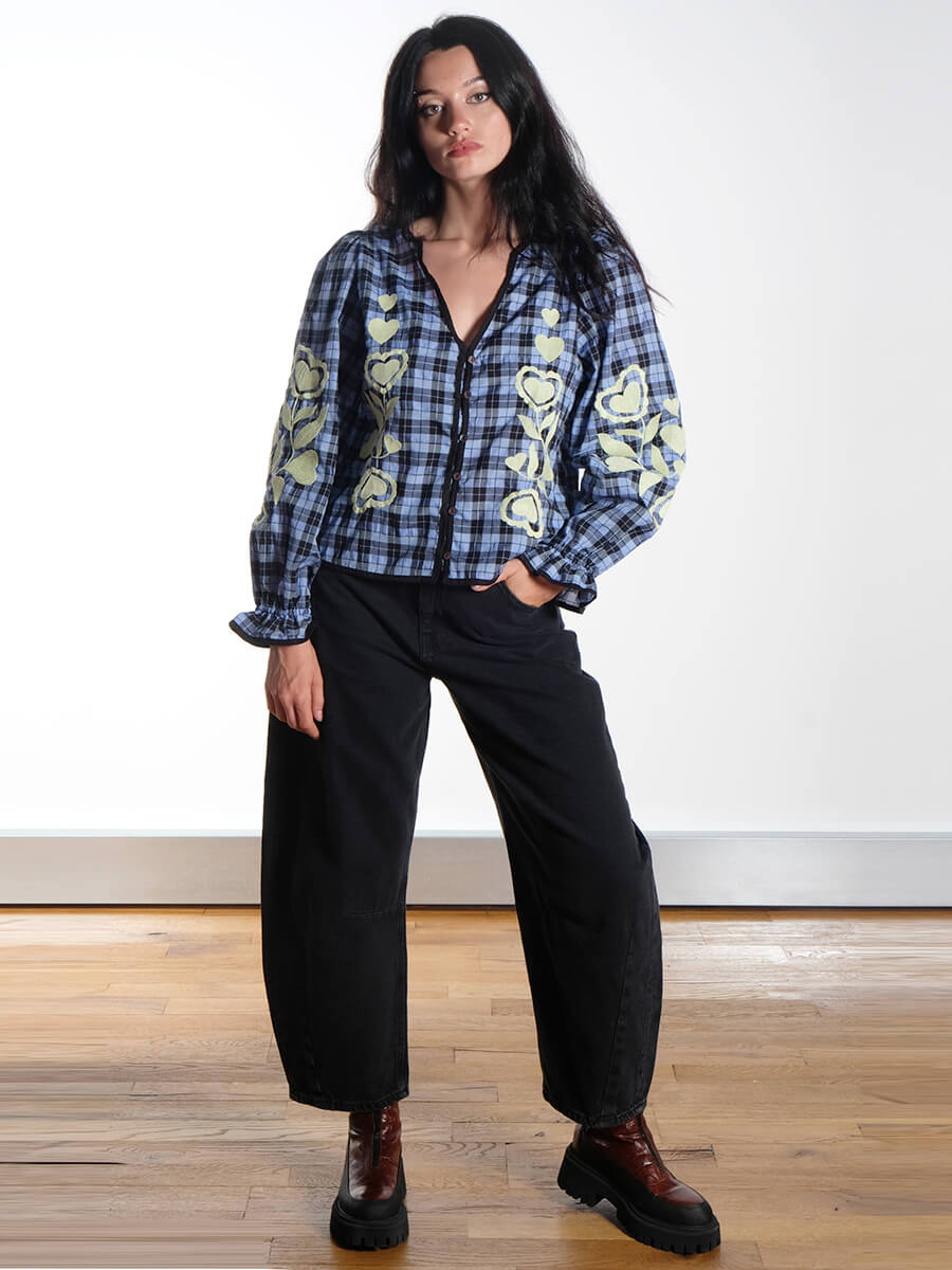 Fran Top - Blue Checks