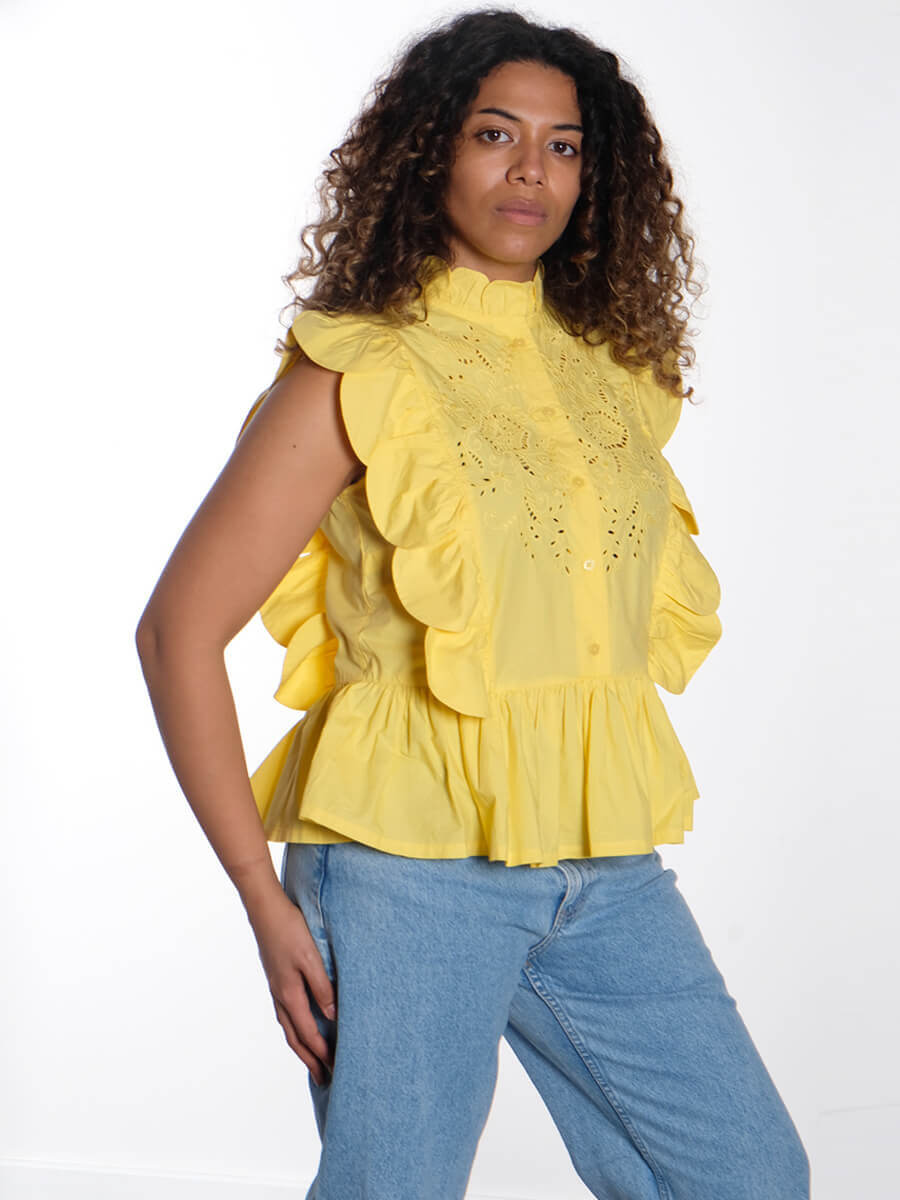 Stella Nova Embroidery Anglaise Top - Sweet Yellow