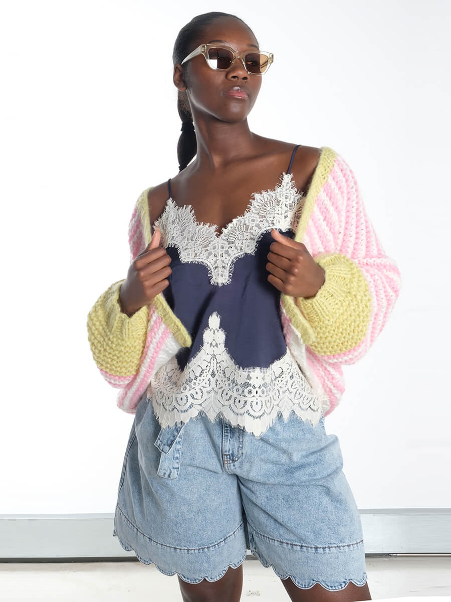 DAWN X DARE
Luisa Stripe Cardigan - 919 Pink