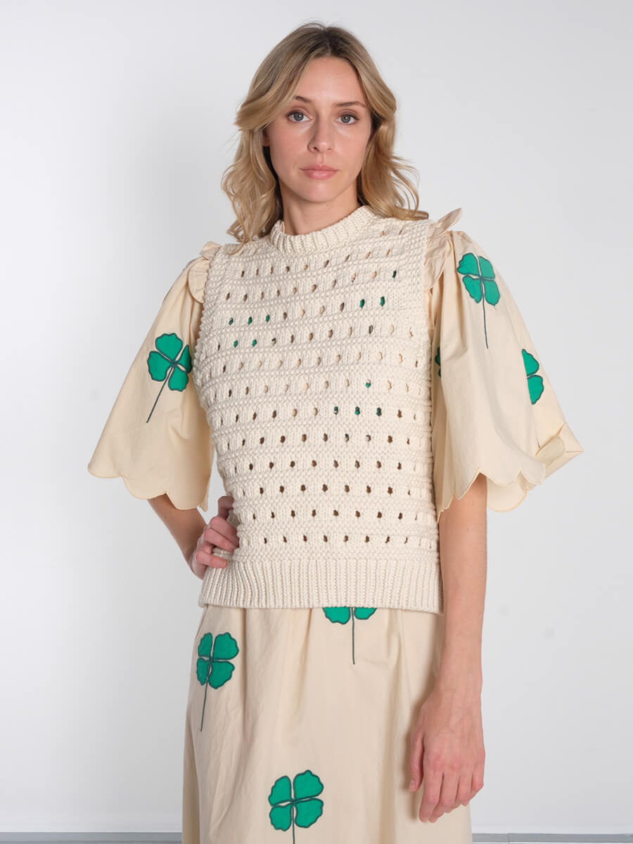 Stella - Cotton Stitch Vest – Crème