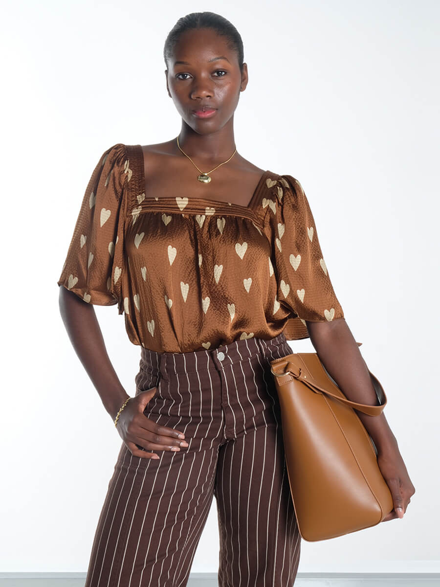 Stella Nova - Heart Printed Silk Top Baum und Pferdgarten - Nolia Jeans