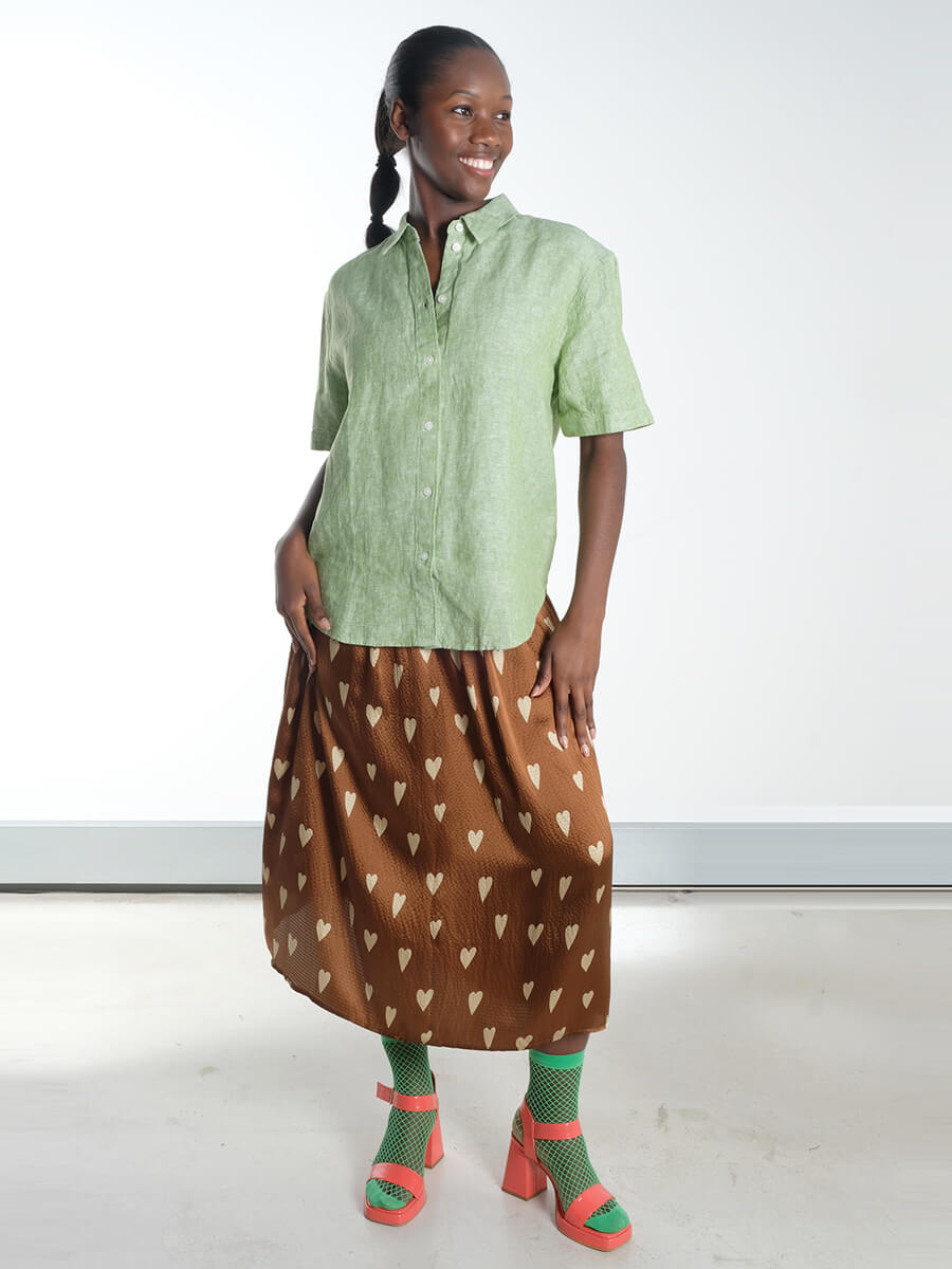 Stella Nova Heart Printed Silk Skirt Samsoe Samsoe - Salarikar SS Shirt