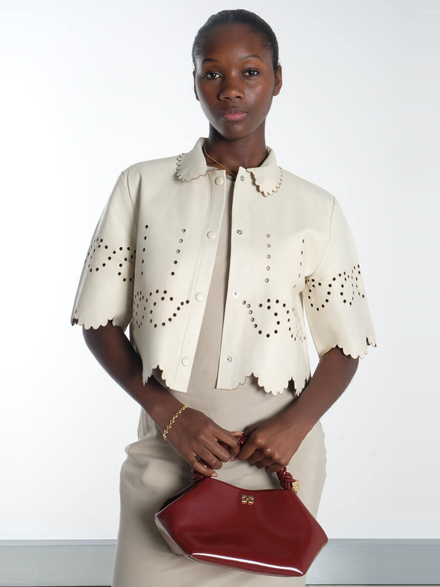 Stella Nova Pointelle Leather Shirt - Almost White