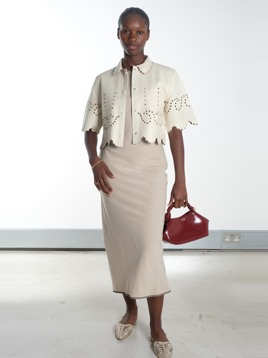 zStella Nova Pointelle Leather Shirt - Almost White
