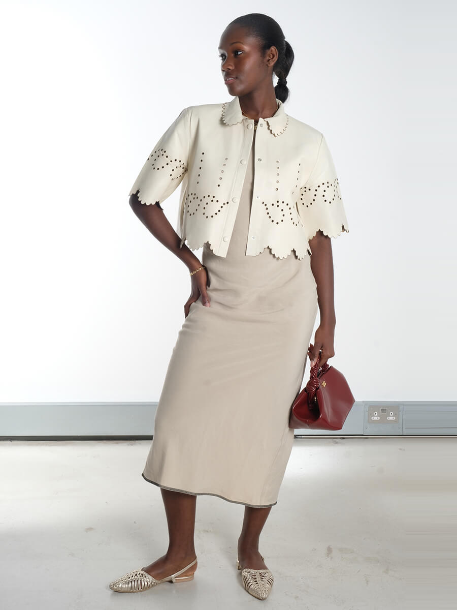 Stella Nova Pointelle Leather Shirt - Almost White