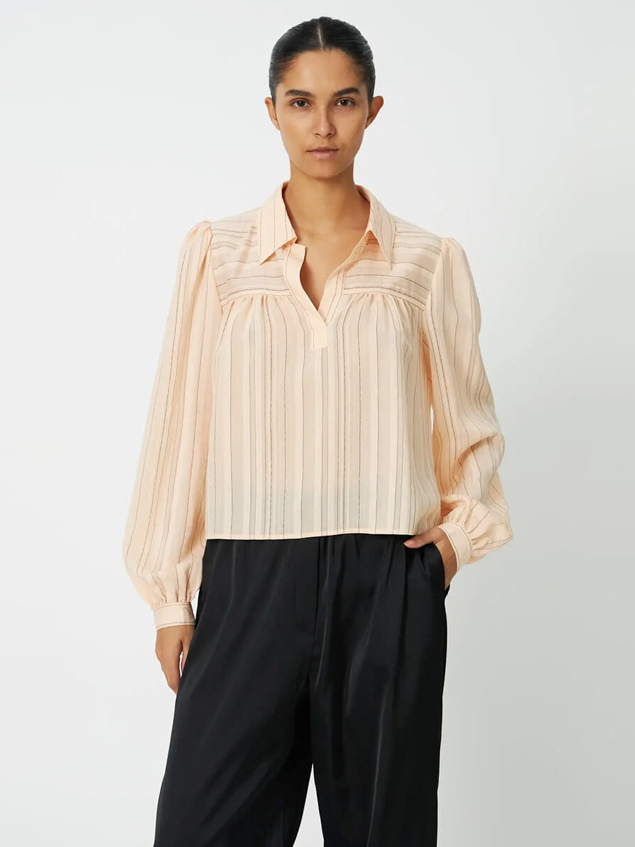 Stella Nova Striped-Blouse-Peach-Beige