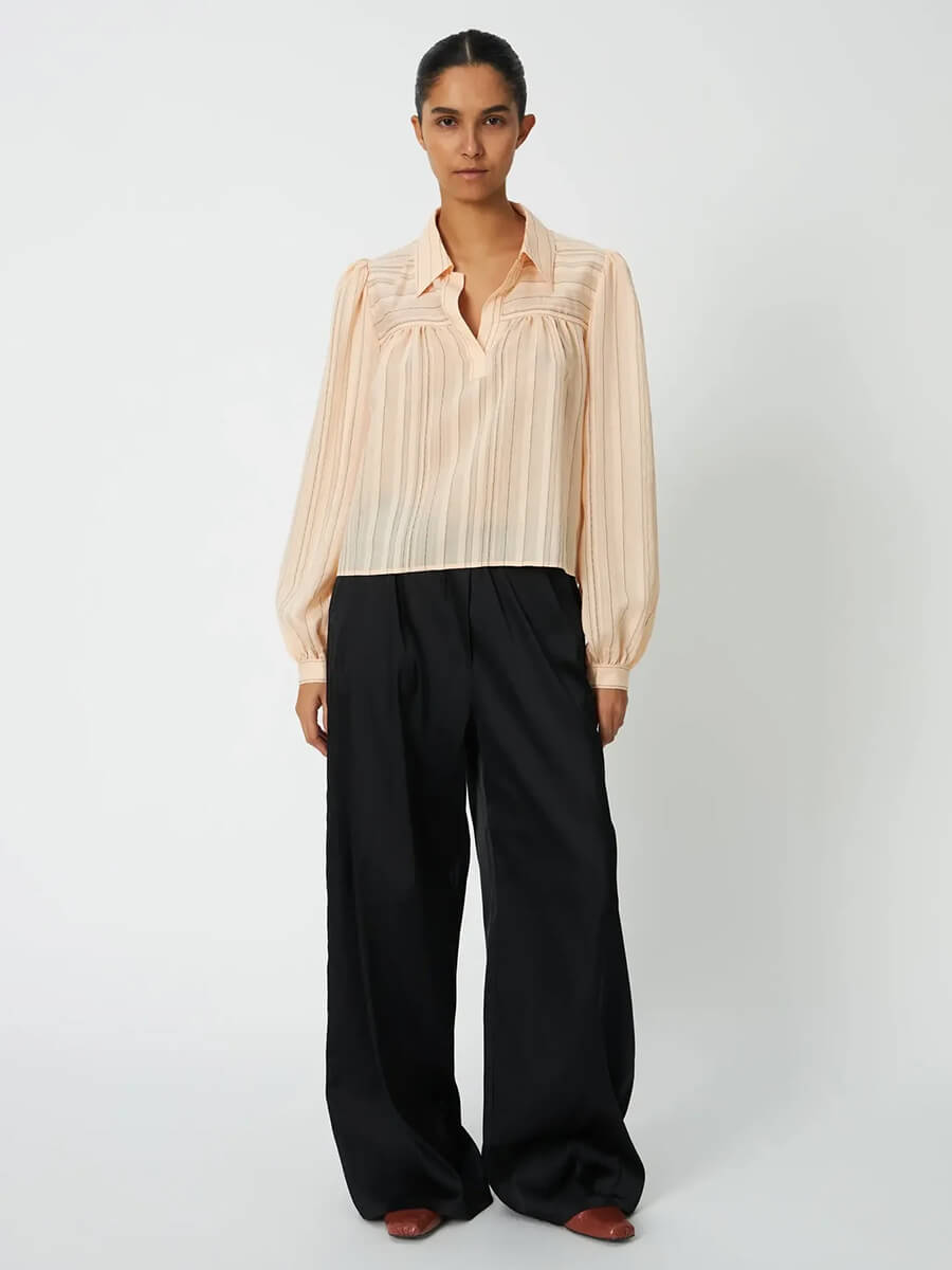 Stella Nova Striped-Blouse-Peach-Beige