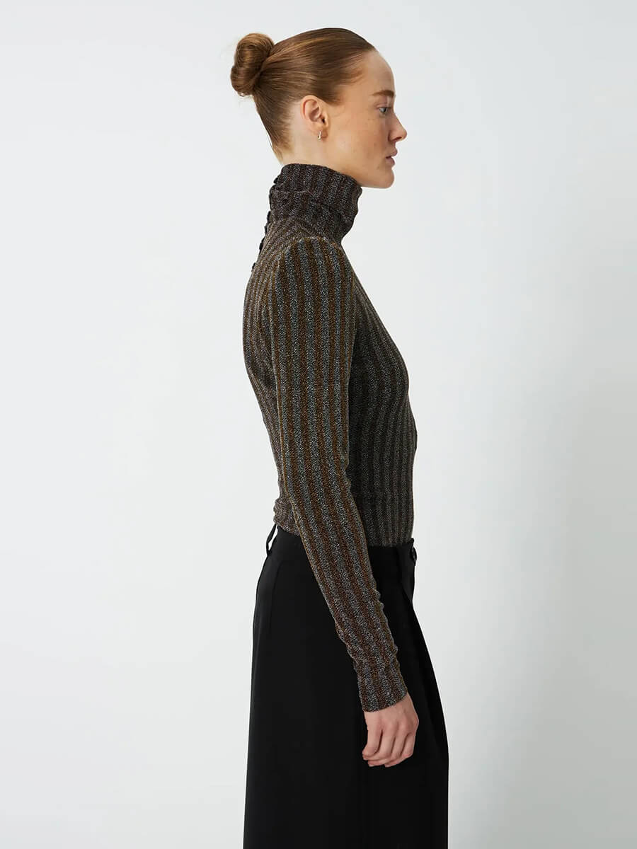 Stella Nova Striped-Lurex-Jersey-Blouse-Gold-Silver-Shimmer