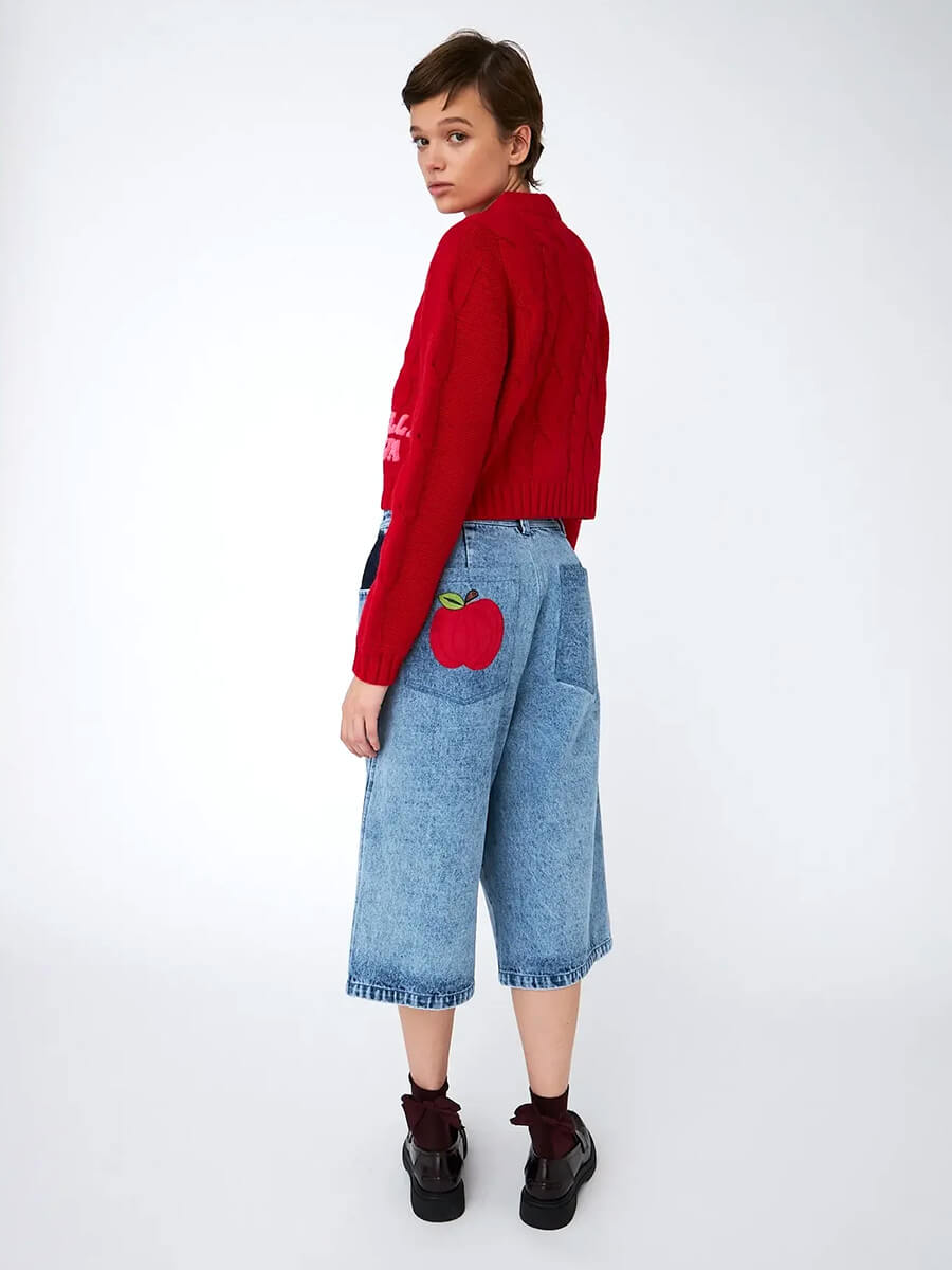 Stella Nova - Cropped Cable Knit - Deep Red