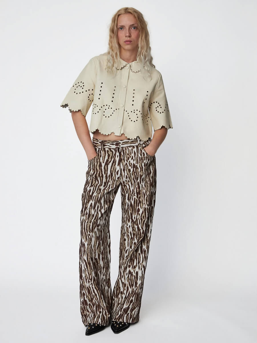 Stella Nova - Pointelle Leather Shirt - Almost White