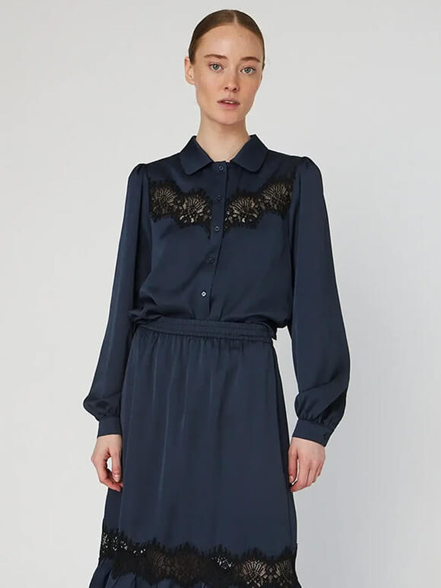 Stella Nova Delicate Lace Top - Navy