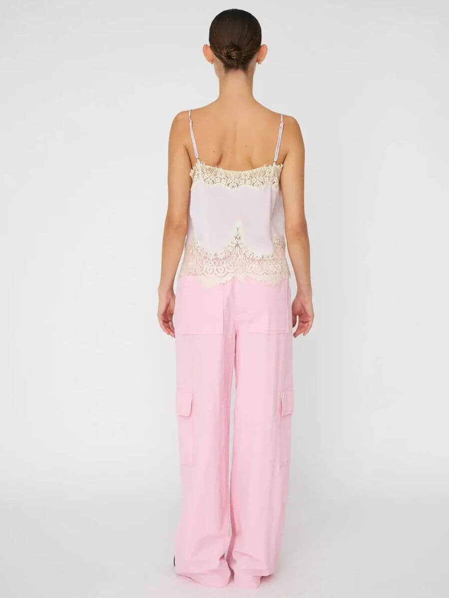 Stella Nova Delicate Lace Top - Light Purple back view