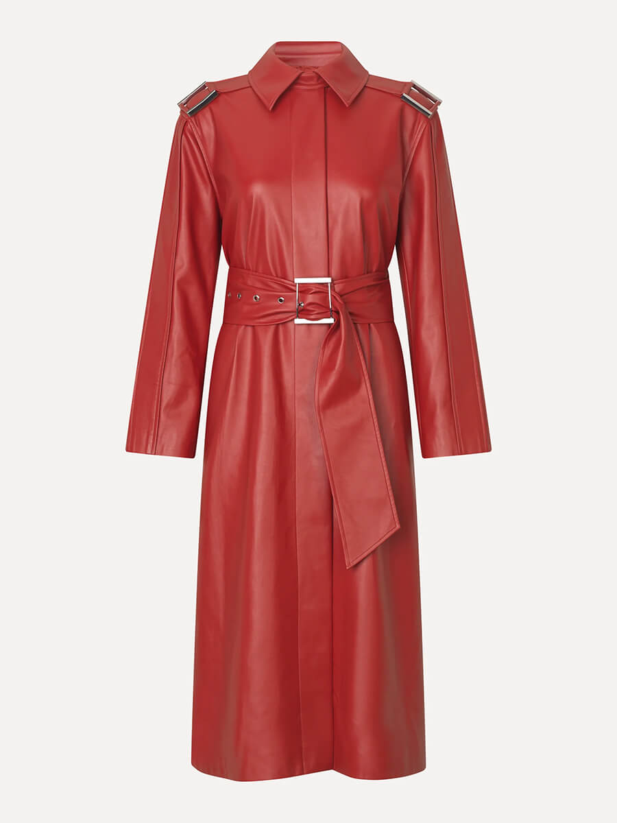 Stine-Goya-Oversized-Trench-Coat-Red-Ochre