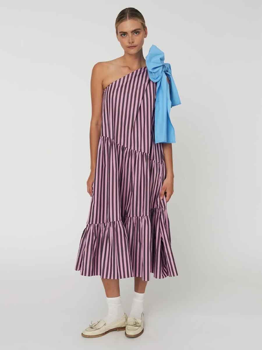 Stella Nova Striped Bow Midi Dress