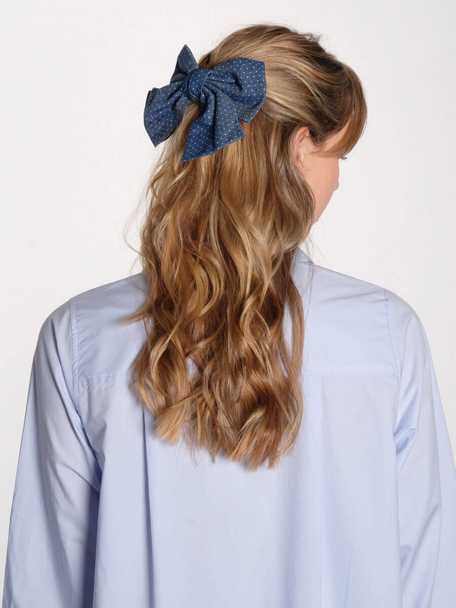 Sui Ava Denim Bow Hairclip - Dots