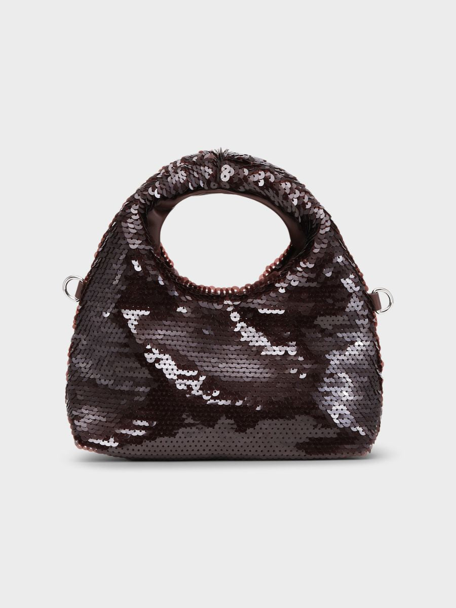 Sui Ava - Mini Hobo Sequin Bag - Dark Brown
