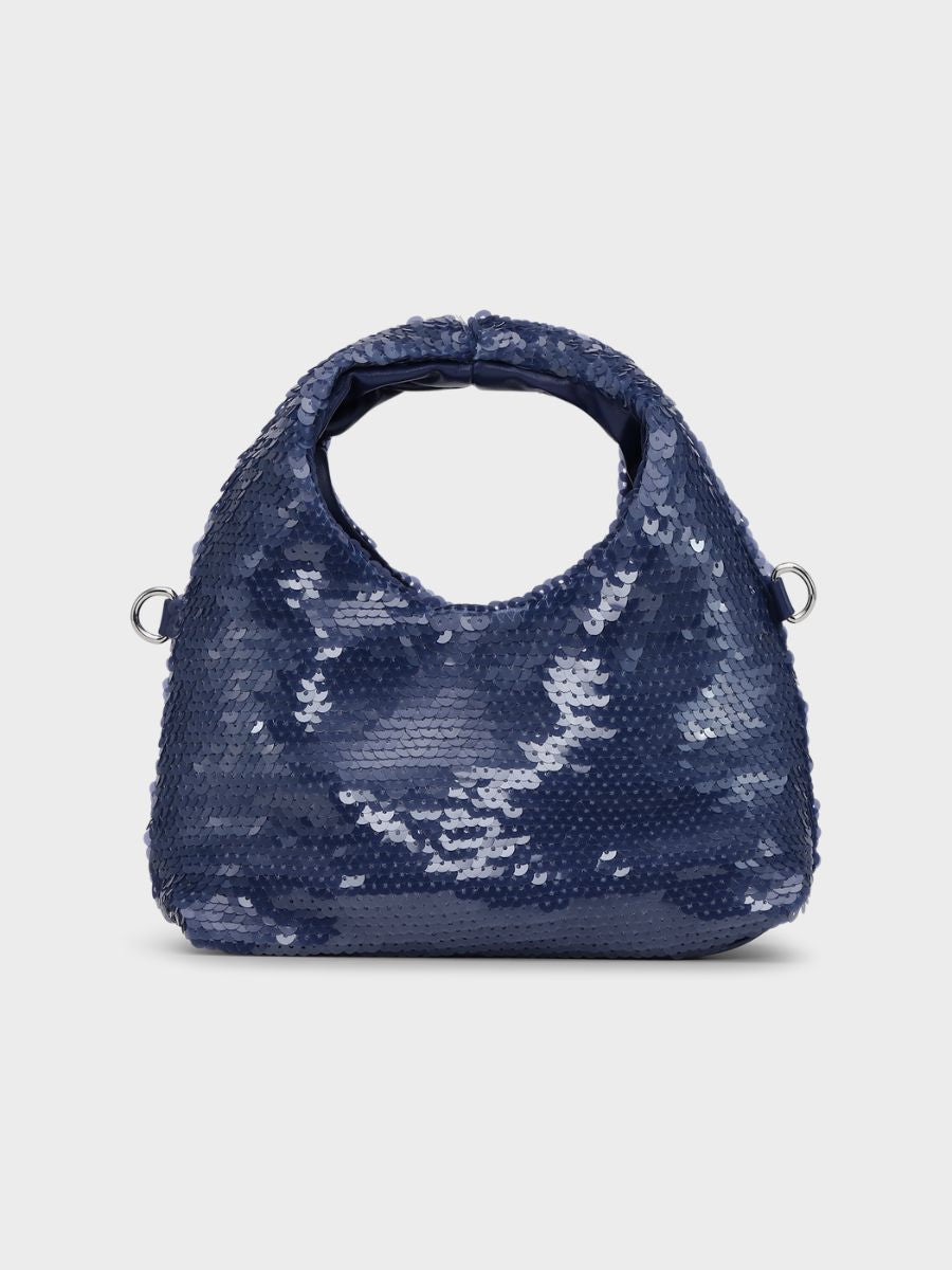 Sui Ava - Mini Hobo Sequin Bag - Denim Blue