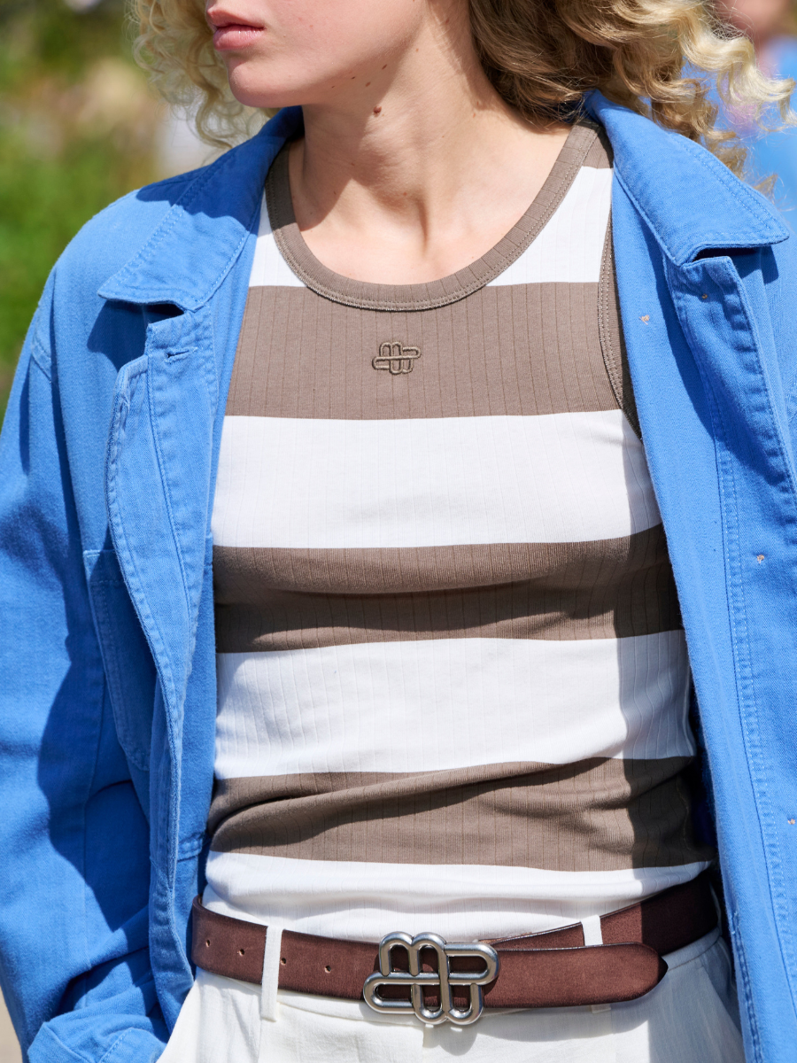 Munthe Tezza Tank Top - Striped Khaki