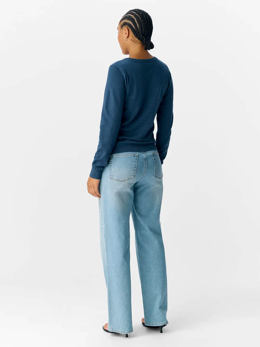 Object - OBJThess O-neck - Dark Denim Melange