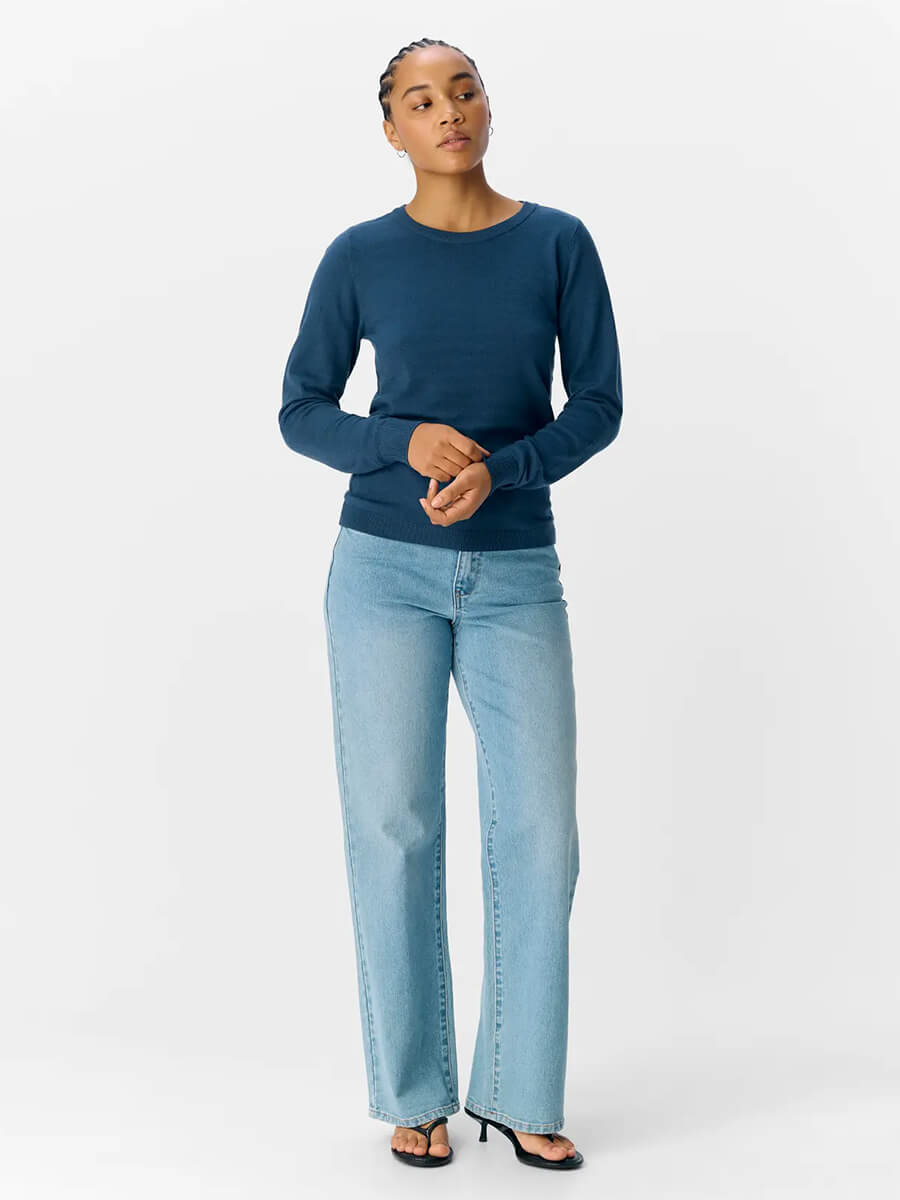 Object - OBJThess O-neck - Dark Denim Melange