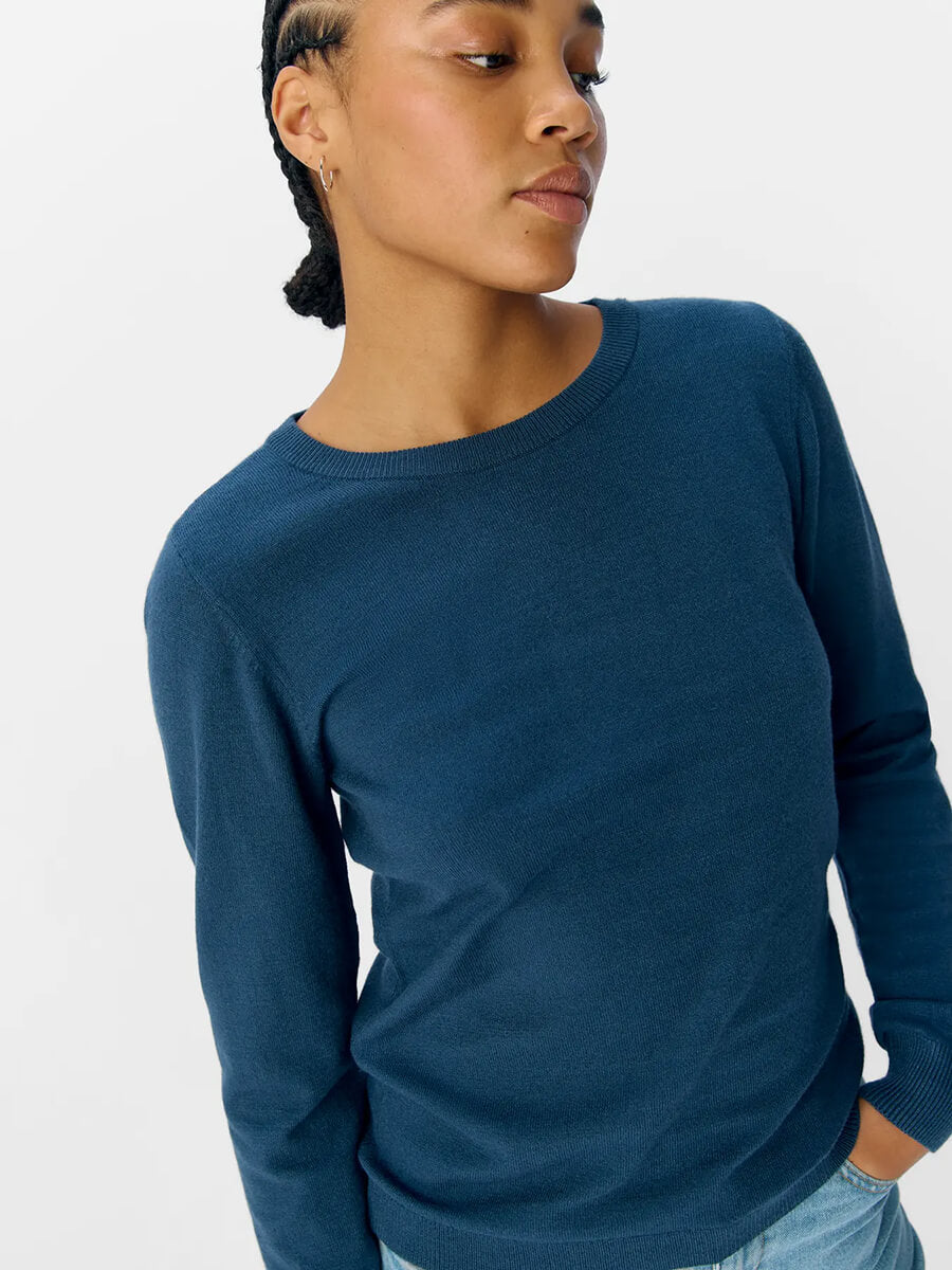 Object - OBJThess O-neck - Dark Denim Melange