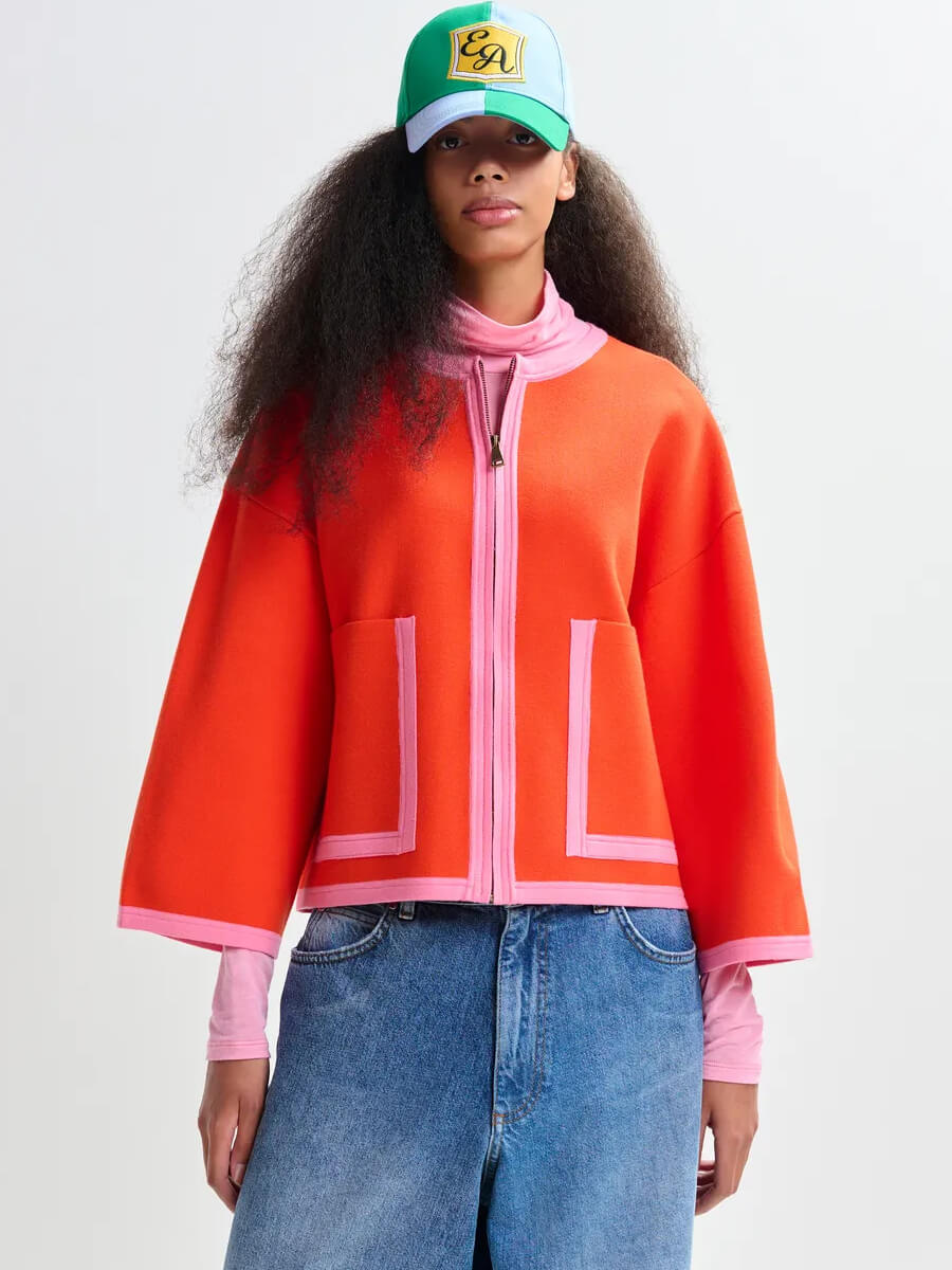 essentiel antwerp Jani Cardigan with Contrast - Nectarine