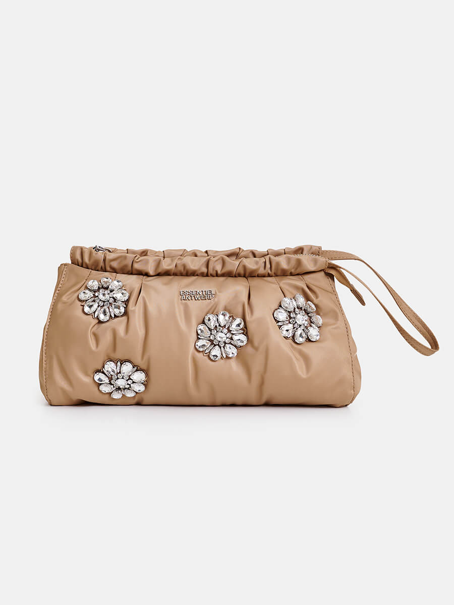 essentiel antwerp Jimone Embroidered Pouch - Ginger bread