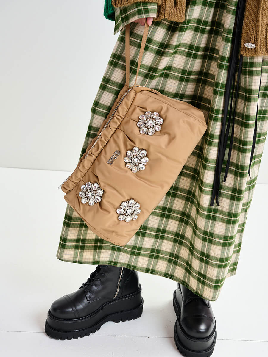 essentiel antwerp Jimone Embroidered Pouch - Ginger bread