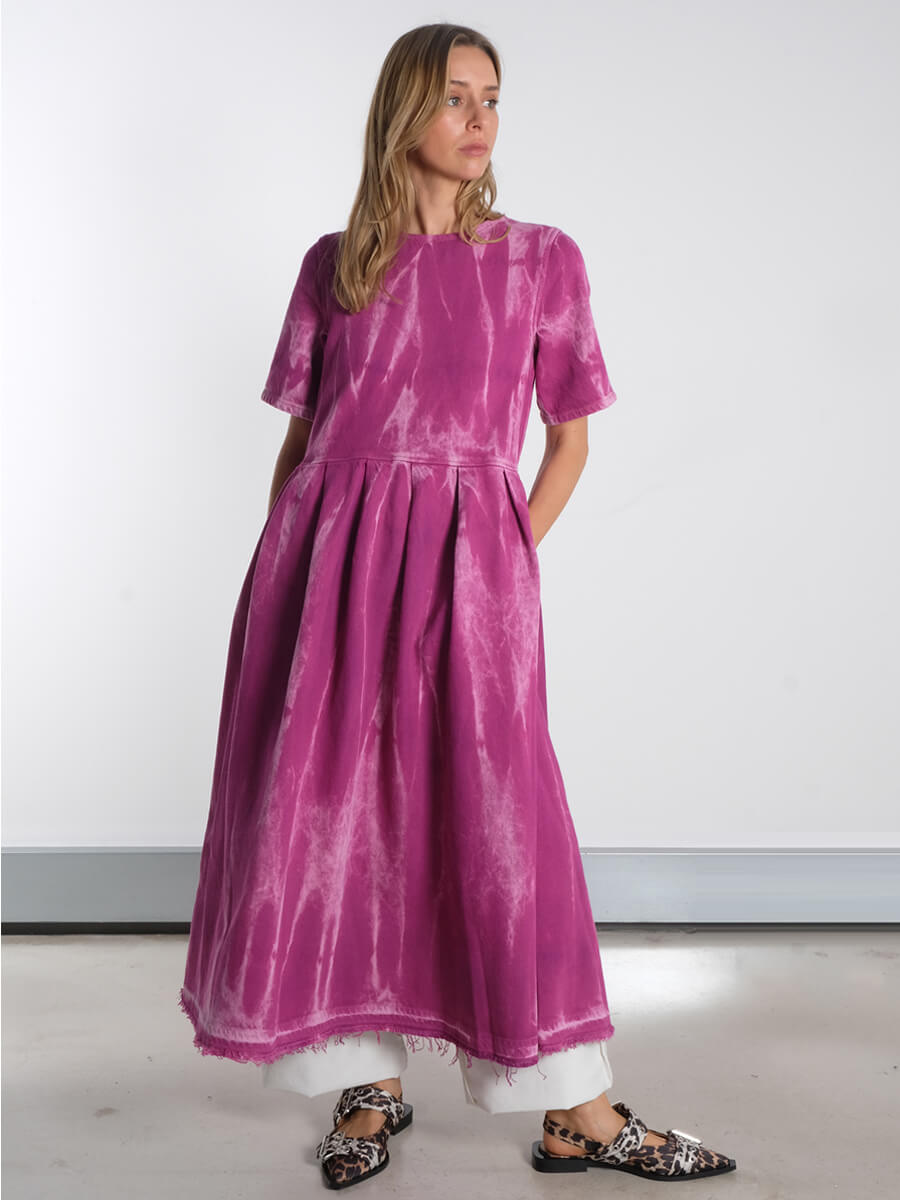 gann Overdyed Heavy Denim Open Back Midi Dress - Boysenberry
