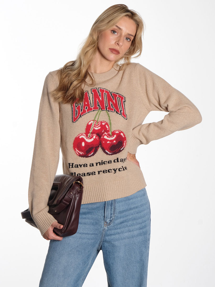 Ganni - Graphic Cherry O-neck Pullover