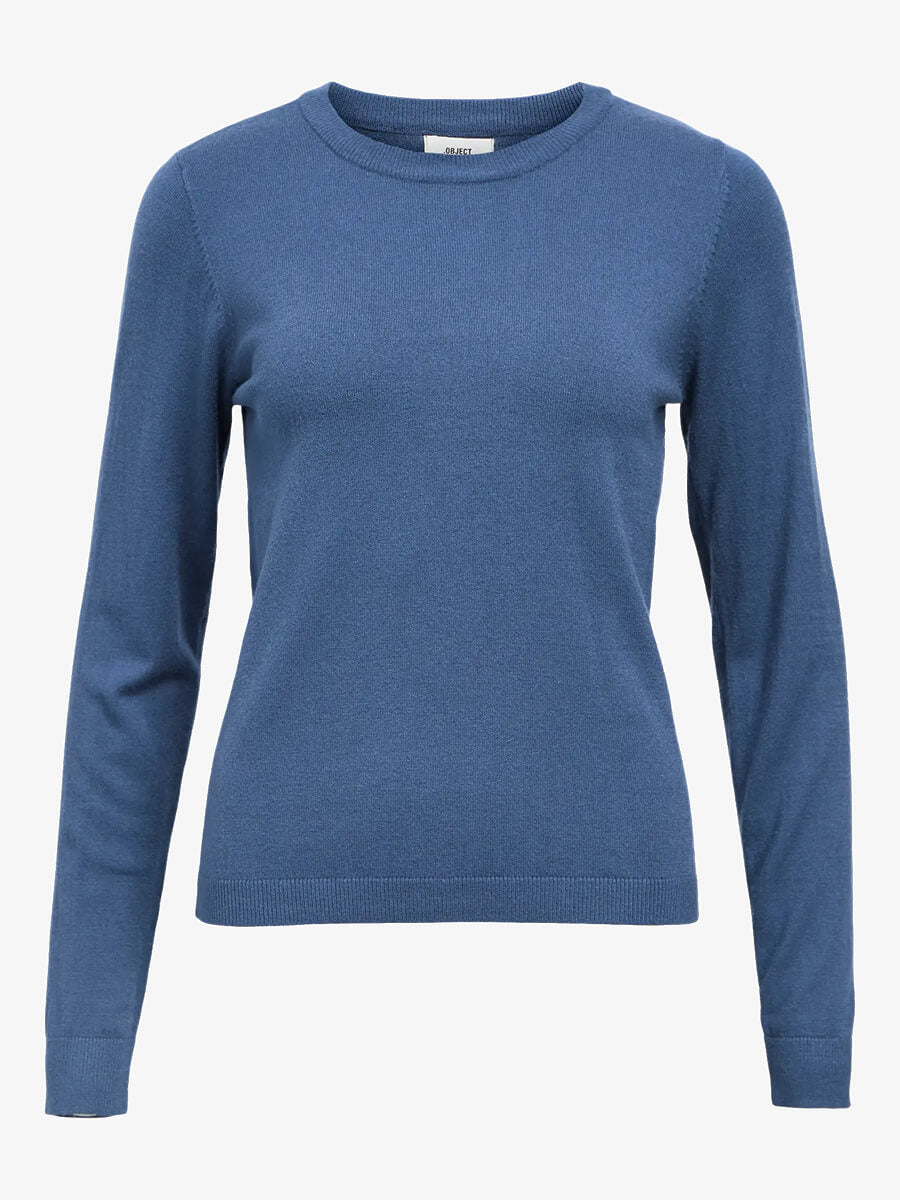 Object - OBJThess O-neck - Dark Denim Melange
