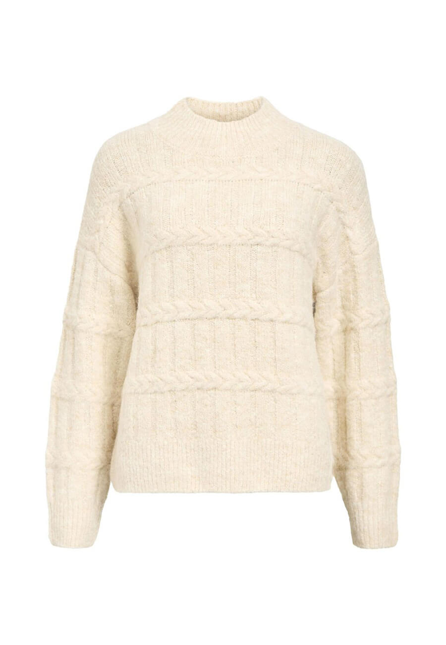 object Anjali Cable Knit Pullover - White Sand