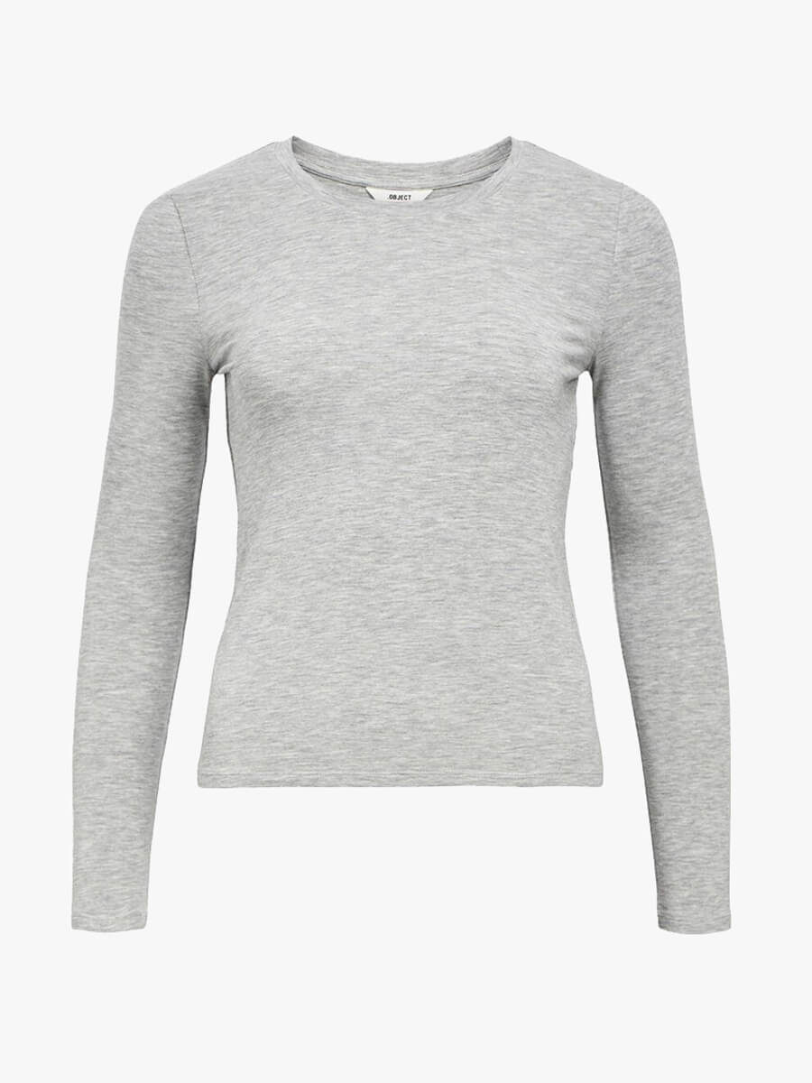 object Zofia Sli Long Sleeve - Grey Melange