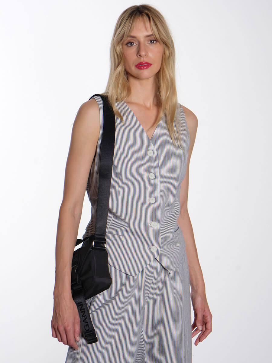 ganni black tech mini satchel bag