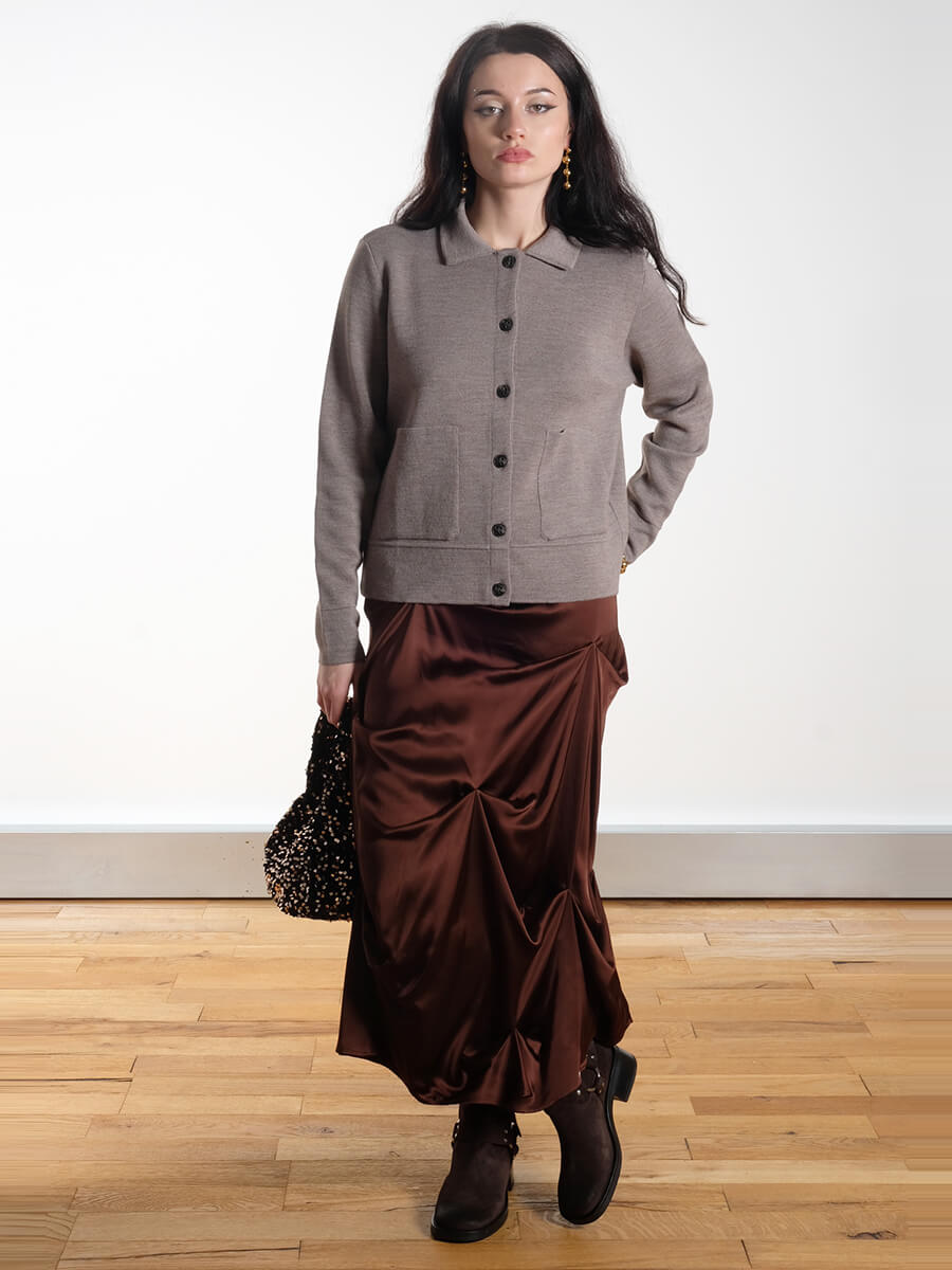 sibin linnebjerg Kaja Cardigan - Dark Sand.