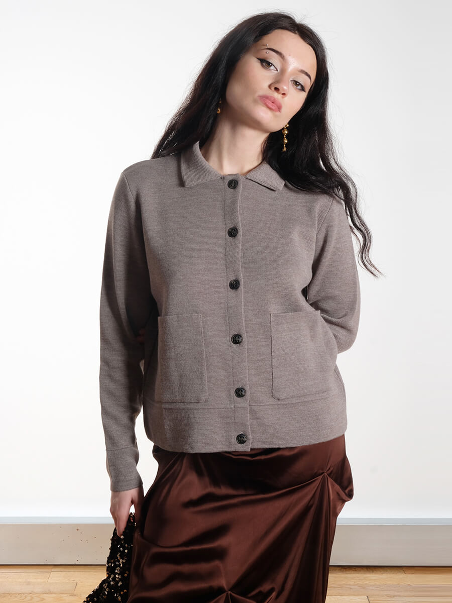 sibin linnebjerg Kaja Cardigan - Dark Sand.