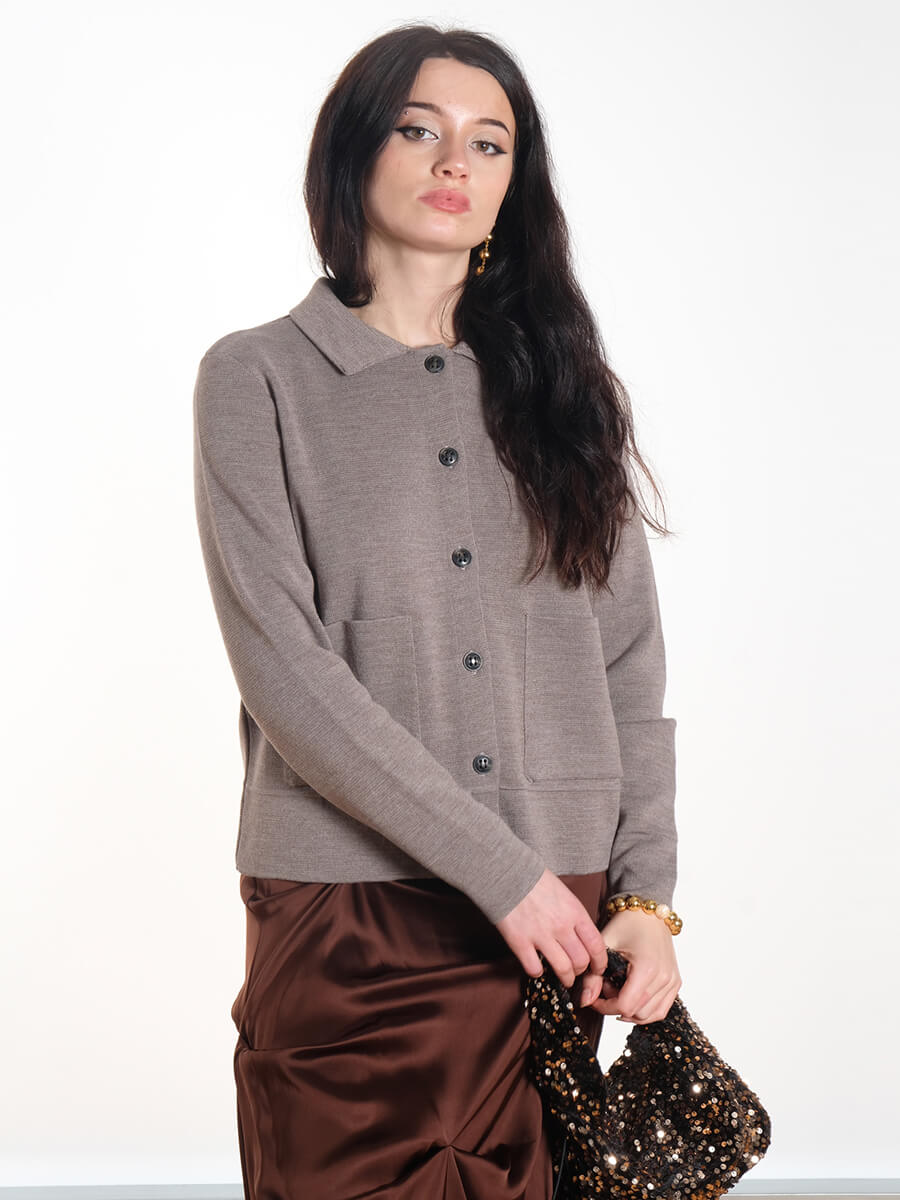 sibin linnebjerg Kaja Cardigan - Dark Sand.