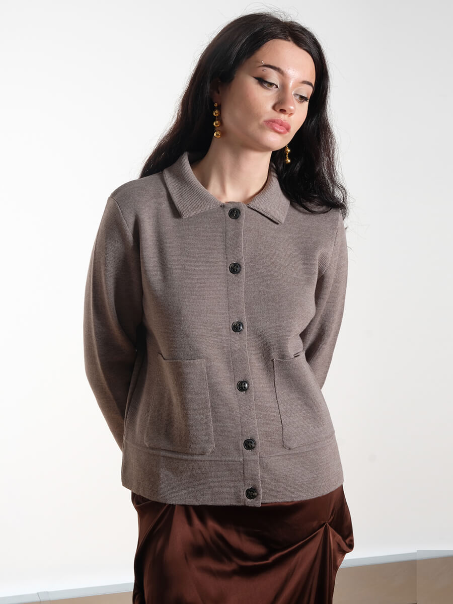 sibin linnebjerg Kaja Cardigan - Dark Sand.