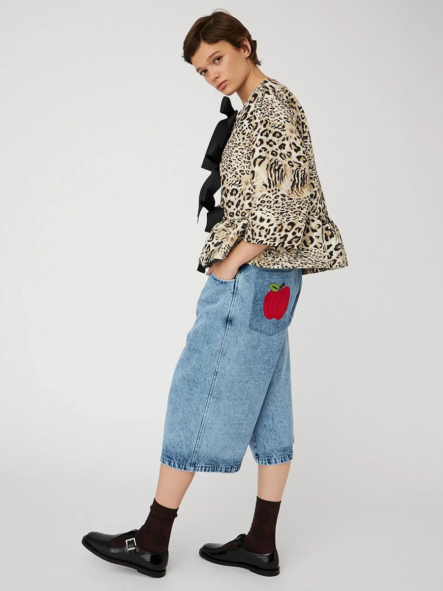 stella nova CRISPY PEPLUM BOW BLOUSE - LEOPARD.