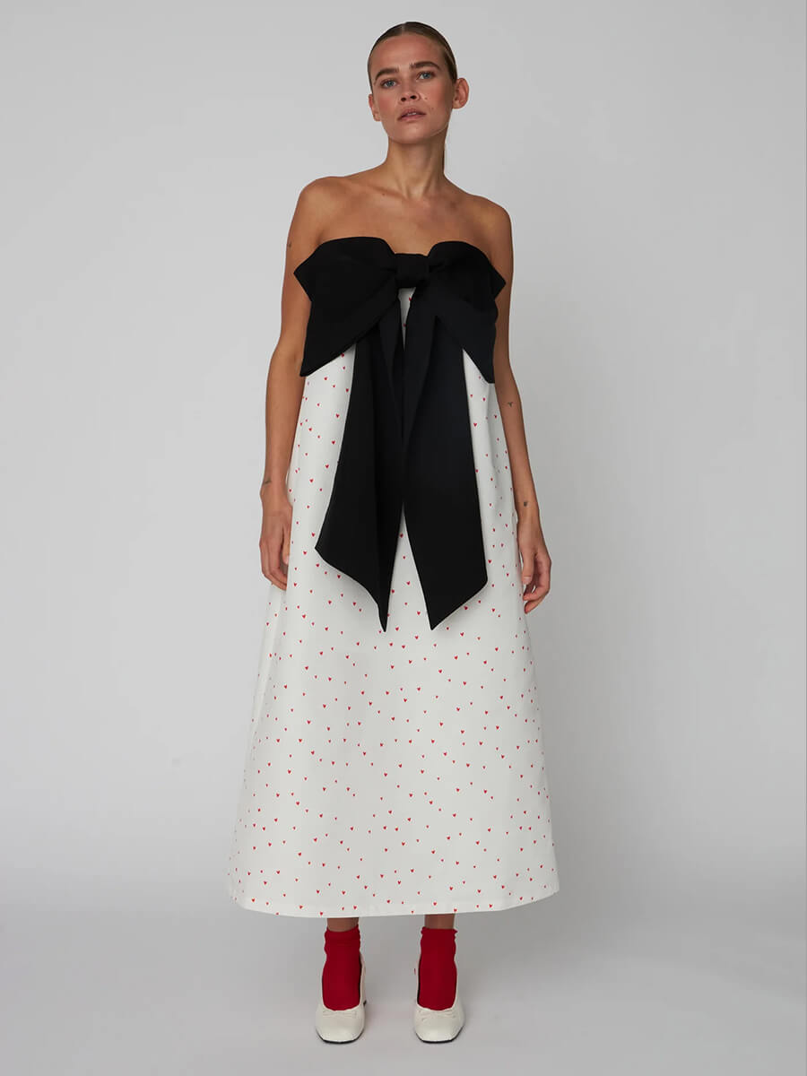 stella nova Heart Printed Bow Dress - Hearts