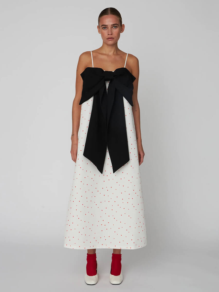 stella nova Heart Printed Bow Dress - Hearts