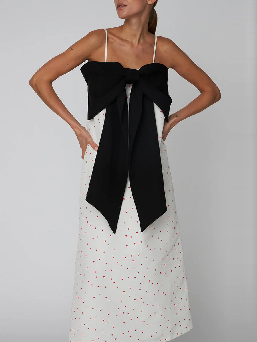 stella nova Heart Printed Bow Dress - Hearts