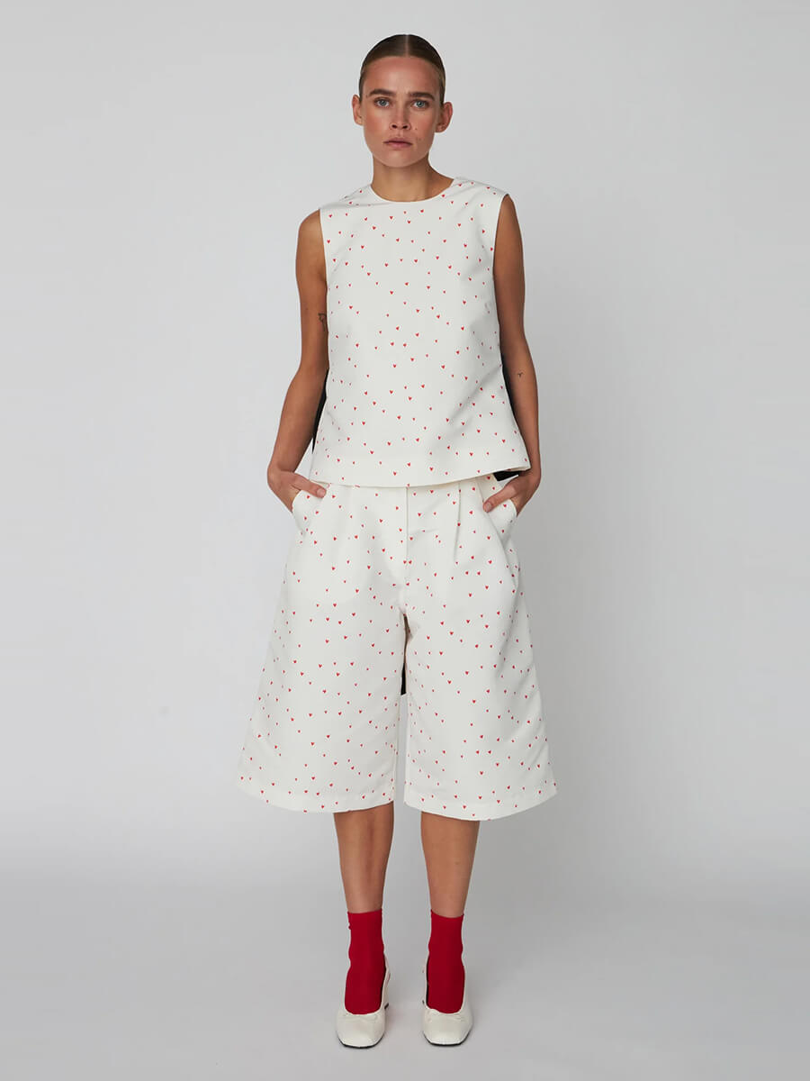 stella nova Heart Printed Bow Top