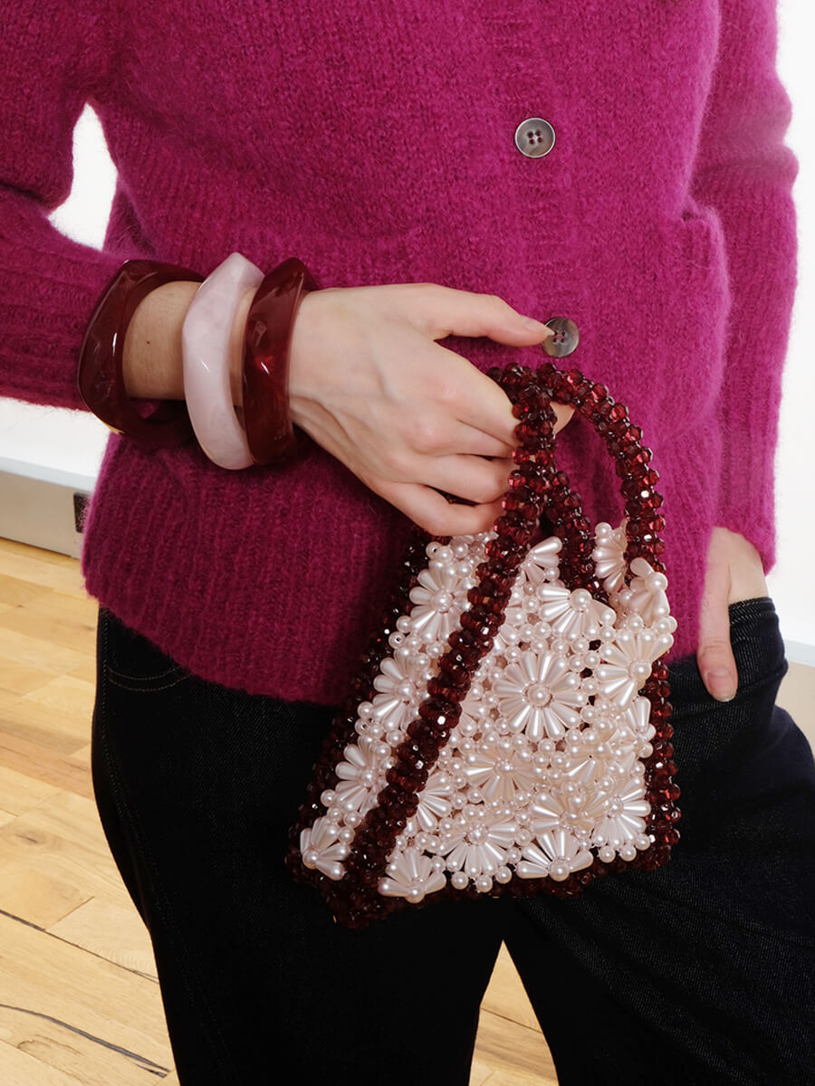 sui ava Chunky Bangle - Pink Marble