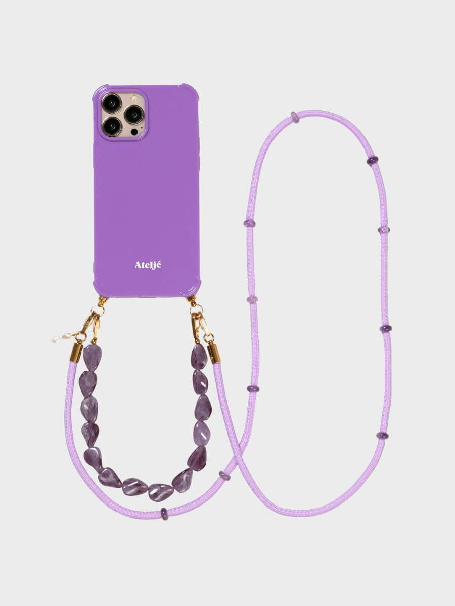 Atelje iphone case - violet with ultraviolet long cord and Balance short cord on white background