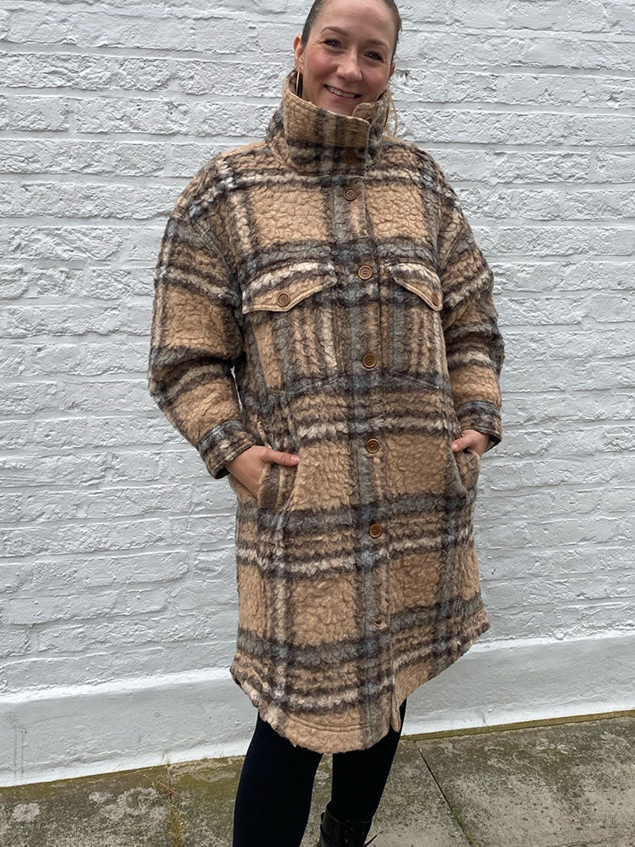 Project AJ117 Melbourne Check Coat - Camel
