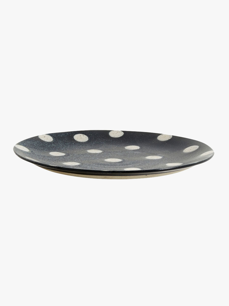 Nordal Grainy Porcelain Spot Lunch Plate - Dark Blue/Sand