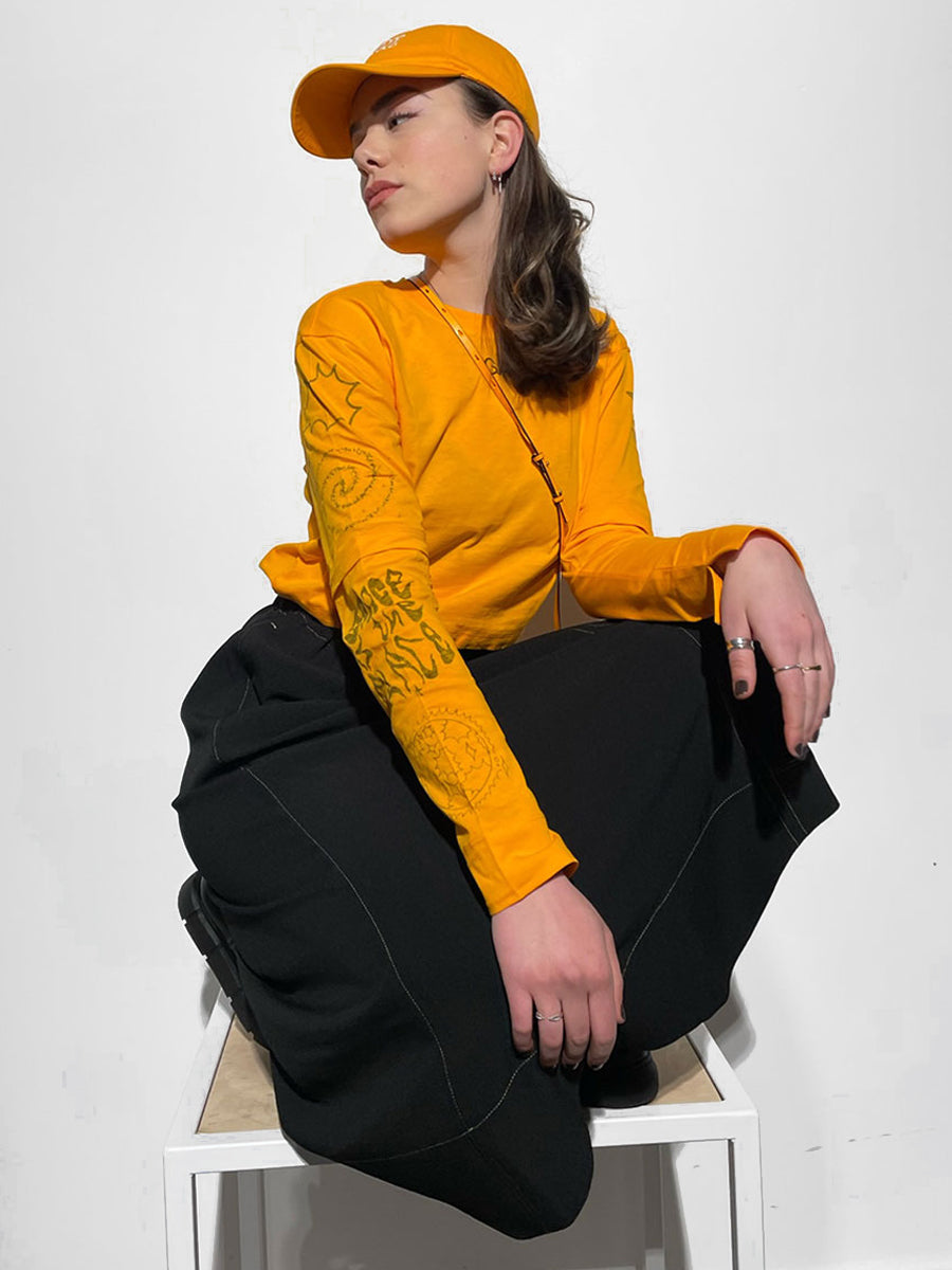Heavy Crepe Wavy Hem Maxi Skirt - Black