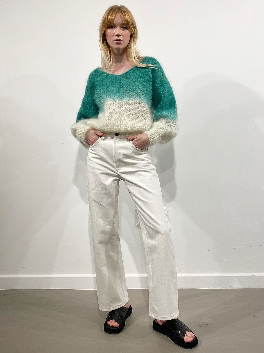 Americandreams-Milana 2-Tone Mohair Jumper - Green/White