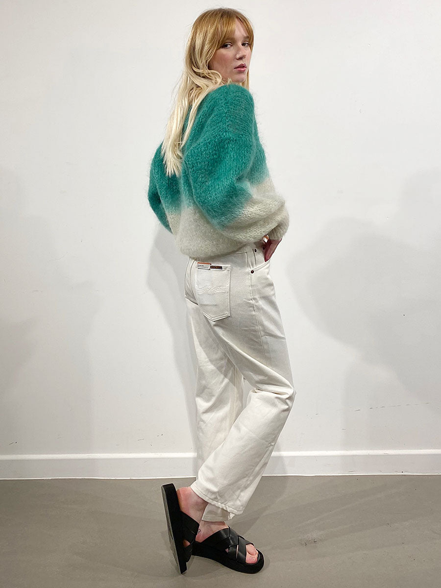 Americandreams-Milana 2-Tone Mohair Jumper - Green/White